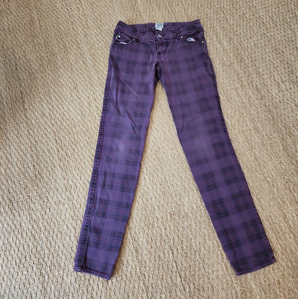 Tripp Purple Plaid Skinny Jeans Size 28